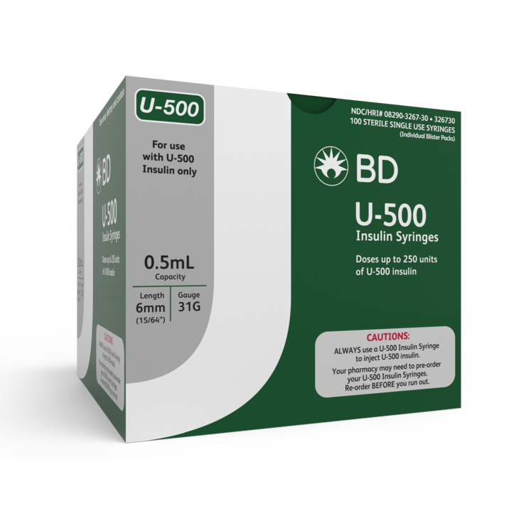 BD™ U500 insulin syringe with BD UltraFine™ 6mm needle 326730 BD