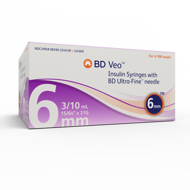 BD Veo™ insulin syringes with BD UltraFine™ 6mm x 31G needle 324909 BD