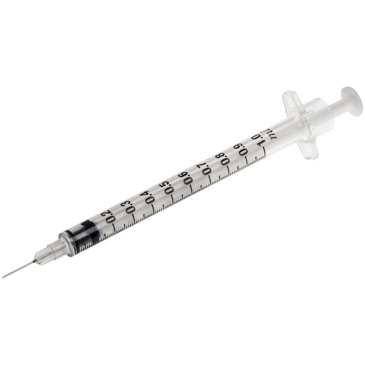 BD Plastipak™ 1 mL Syringe with detached BD Microlance™ 3 Needle